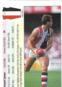 1993 Select AFL #34 Stewart Loewe Back